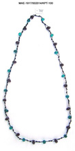 Violet And Sea Green Color Glass Bead Necklace