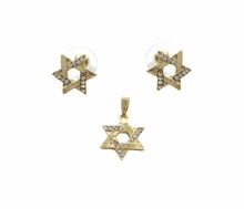 Gold Plated Star David Pendant Set