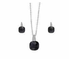 Rhodium Plated Black Onyx Jewelry Set