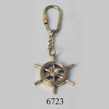 Metal Brass Ship Wheel Keychain