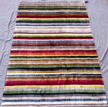 Hand Loom Stripe Pattern Viscose Rug