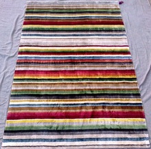 Hand Loom Stripe Pattern Viscose Rug, for Bedroom, Commercial, Decorative, Home, Hotel, Outdoor, Prayer