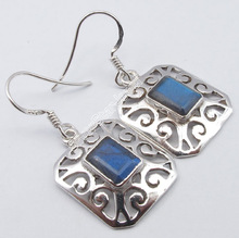 BLUE FLASH LABRADORITE TRADITIONAL CELTIC Earrings, Occasion : Anniversary, Engagement, Gift, Party