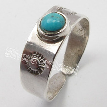 Silver Star gemstone toe ring, Main Stone : Turquoise