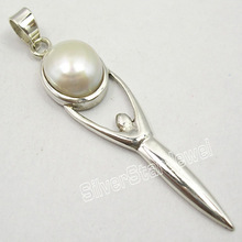 Silver star Jesus Christ pearl pendant, Color : white