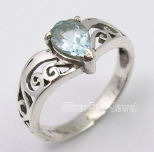 Natural blue topaz gemstone ring, Gender : Women's