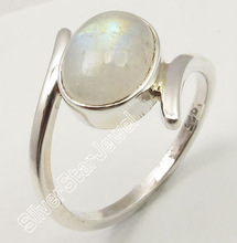 Silver Star natural rainbow moonstone ring, Gender : Men's, Unisex, Women's