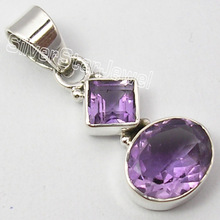 Silver Star oval amethyst pendant, Occasion : Engagement