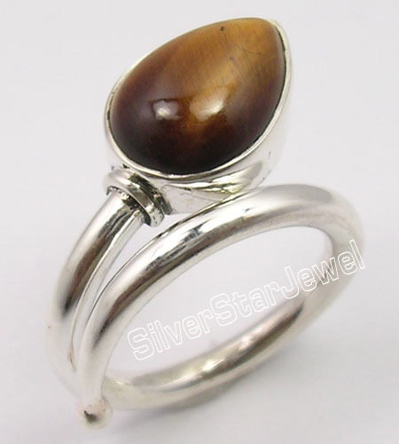 Tiger eye gemstone unisex ring, Color : brown