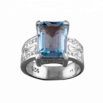 Blue Topaz Gemstones Sterling Silver Ring