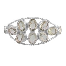 Green amethyst pure silver gemstone bracelet, Gender : Unisex, Women's