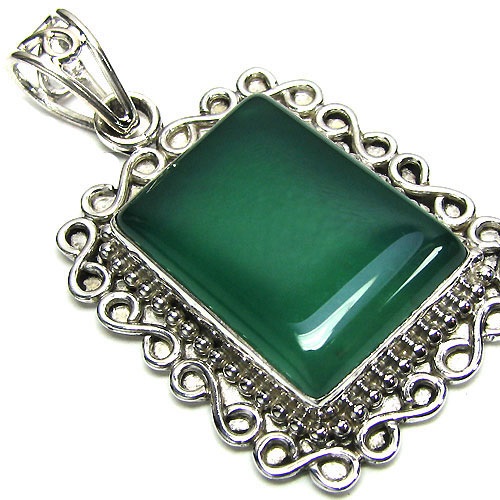 Green Onyx Silver Pendant