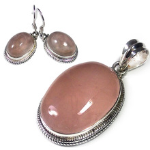 Rose Quartz Silver Jewelry Set