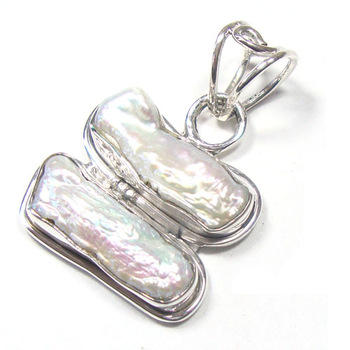 Silver Biwa Pearl Pendant