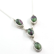 Silver Ruby Zoisite Necklace