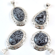 snowflake obsidian stone pendants