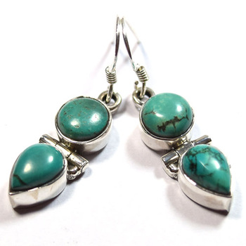 Turquoise Gemstones Pure Silver Earring