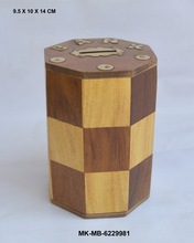 Hand Carved Wood Money Box