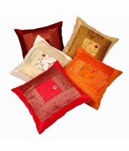 Vishalhandicraf 100% Silk Banarasi Jacquard Cushion Cover, for Car, Decorative, Seat, Technics : Woven