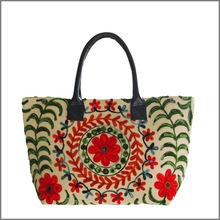 Cotton Fabric Embroidery Handbag, Pattern : Tassel