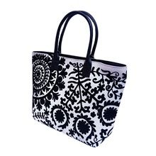 Cotton Fabric Embroidery Tote Shoulder Handbag