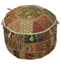 Vintage Mix Fabric Patchwork Ottoman Poufs