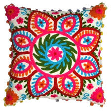 Square Suzani Hand Embroidery Cushion Cover, for Decorative, Technics : Handmade