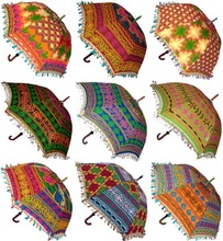 Cotton Fabric Vintage Embroidery Umbrella