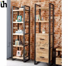 Cosmo Industrial Slim Open Bookcase