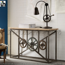 Wooden Industrial Console Table
