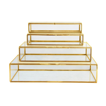 Brass Plated gold Glass Box