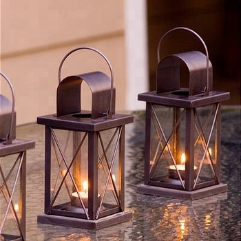 Hot Metal Brown Lantern with Clear Glass