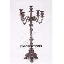 Antique Finish Embossed Metal Candelabra