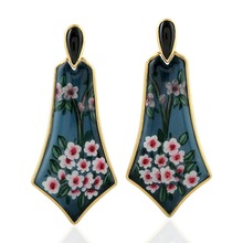 Flower Print Enamel Dangle Earring, Occasion : Anniversary, Engagement, Gift, Party