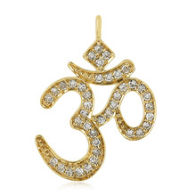 Gold OM Charm Diamond Pendant