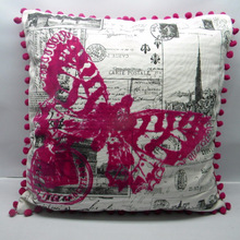 100% Cotton Butterfly Flocked Cushion Cover, for Car, Chair, Decorative, Seat, Size : 45*45cm
