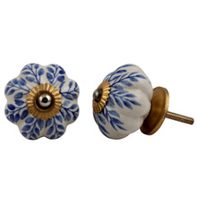 Flower Melon Cabinet Drawer Knob, for Dresser, Wardrobe, door, Color : blue