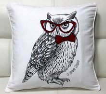 OWL with Specs Cotton Cushion Cover