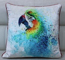 Parrot Paint Art Cotton Cushion Cover, Size : 50 x 50 Cm.