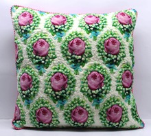 Rose Print Hand Quilted Cushion Cover