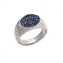 925 Sterling Sliver Blue Sapphire Gemstone Ring, Gender : Men's