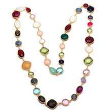 Handmade gemstone necklace silver gemstone necklace, Color : Multi color