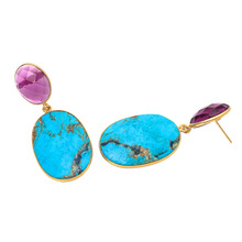 Turquoise And Pink Tourmaline Earring