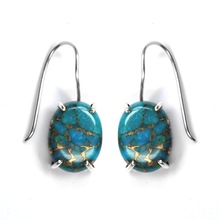 Gemstone Earring Blue Copper Turquoise Sterling Silver Earring