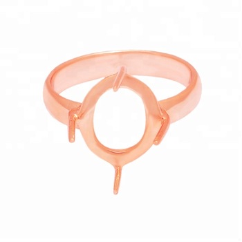 Gorgeous Rose Gold Oval Shape Silver Ring