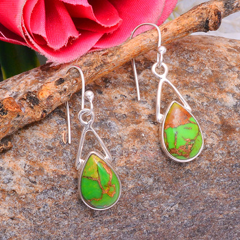 Green Copper Turquoise Earring