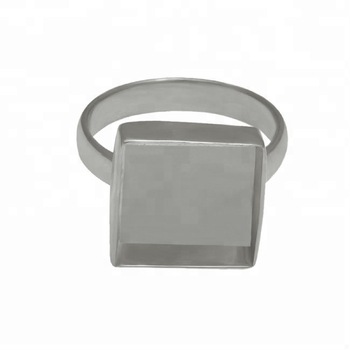 Handmade Square Shape Black Ruthenium Ring