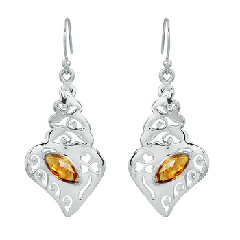 Marquise Faceted Citrine Filigree Earrings, Occasion : Anniversary, Engagement, Gift, Party, Wedding