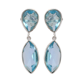 Pear Marquise Shape Blue Topaz Gemstone Earrings