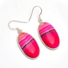 Pink Banded Agate earring, Color : Picture